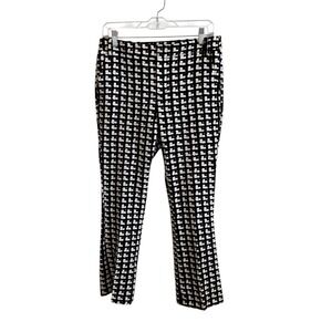 Zara Basic Geometric Print‎ Career Casual Cropped Bootcut Pants Black White M